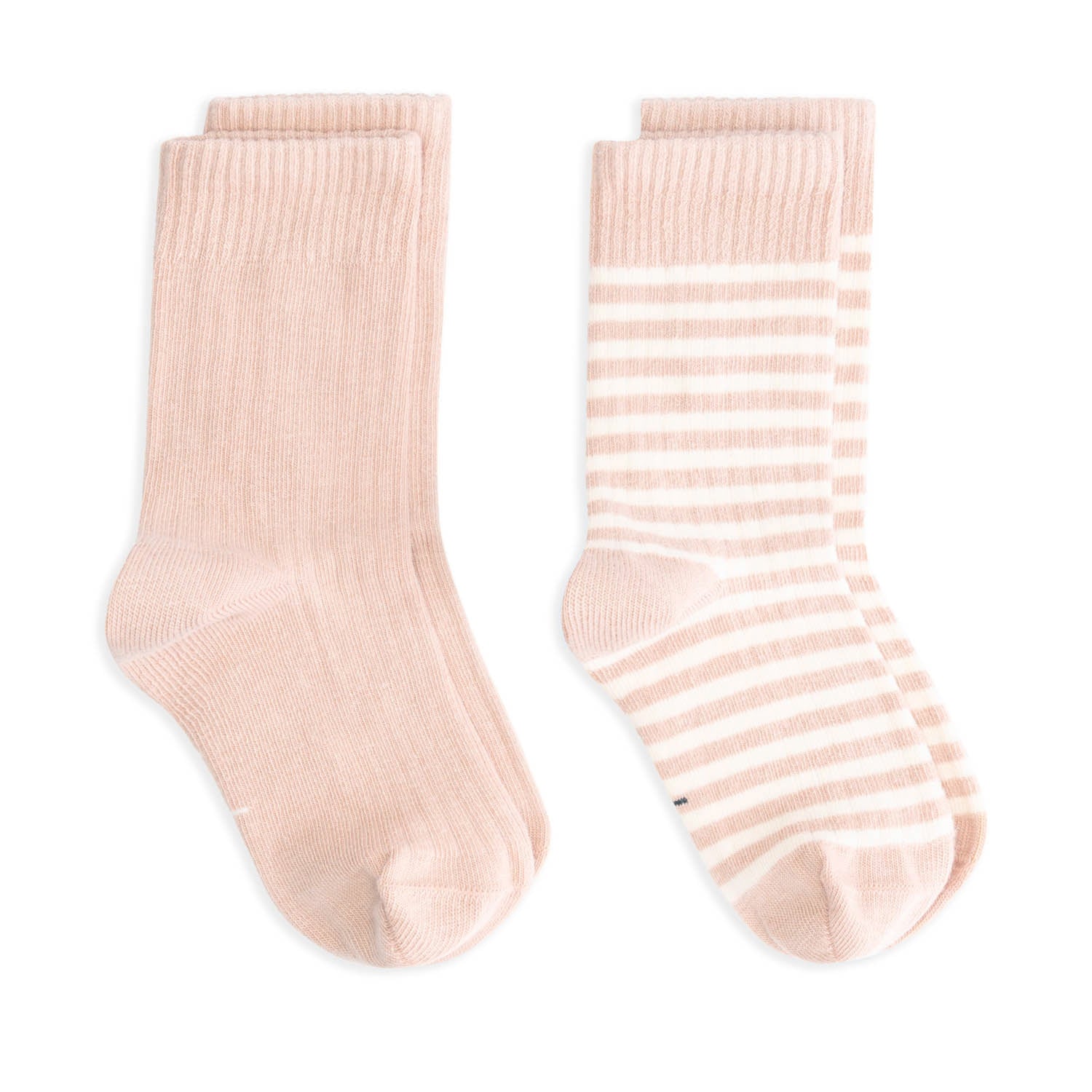 Lot de 2 Paires de chaussettes Rose Poudré Uni et Rayé
