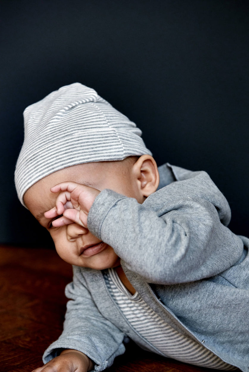 accessoires durables bébés gray label Bonnet bébé gris rayé