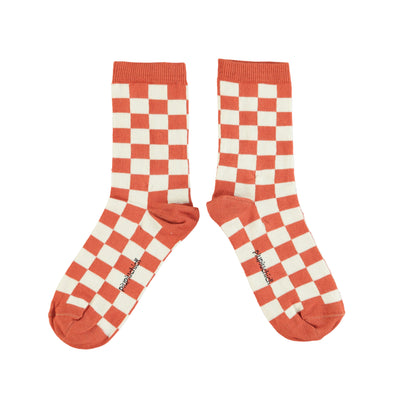accessoires durables enfants piupiuchick chaussettes à carreaux rouges