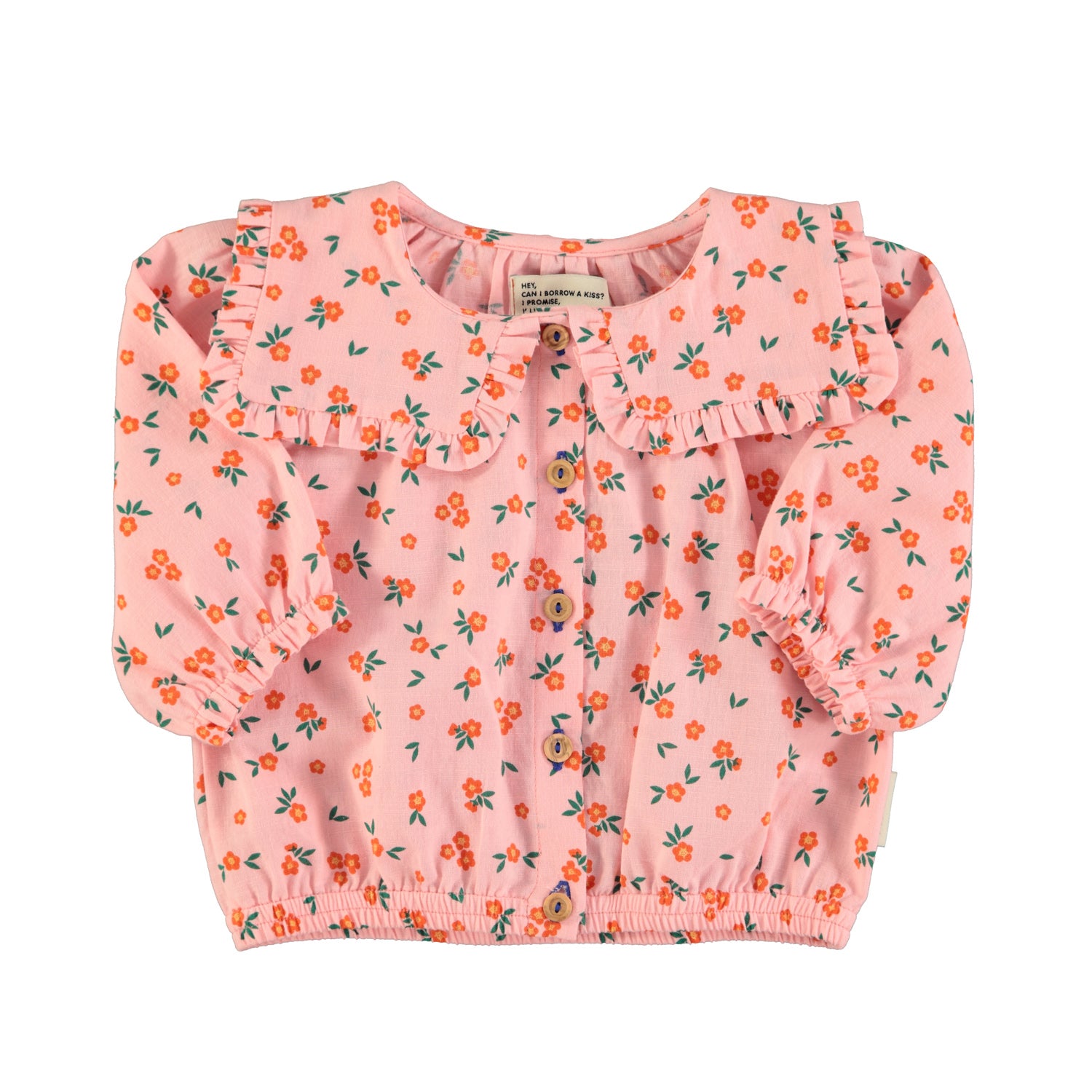 Flower pink sailor collar blouse