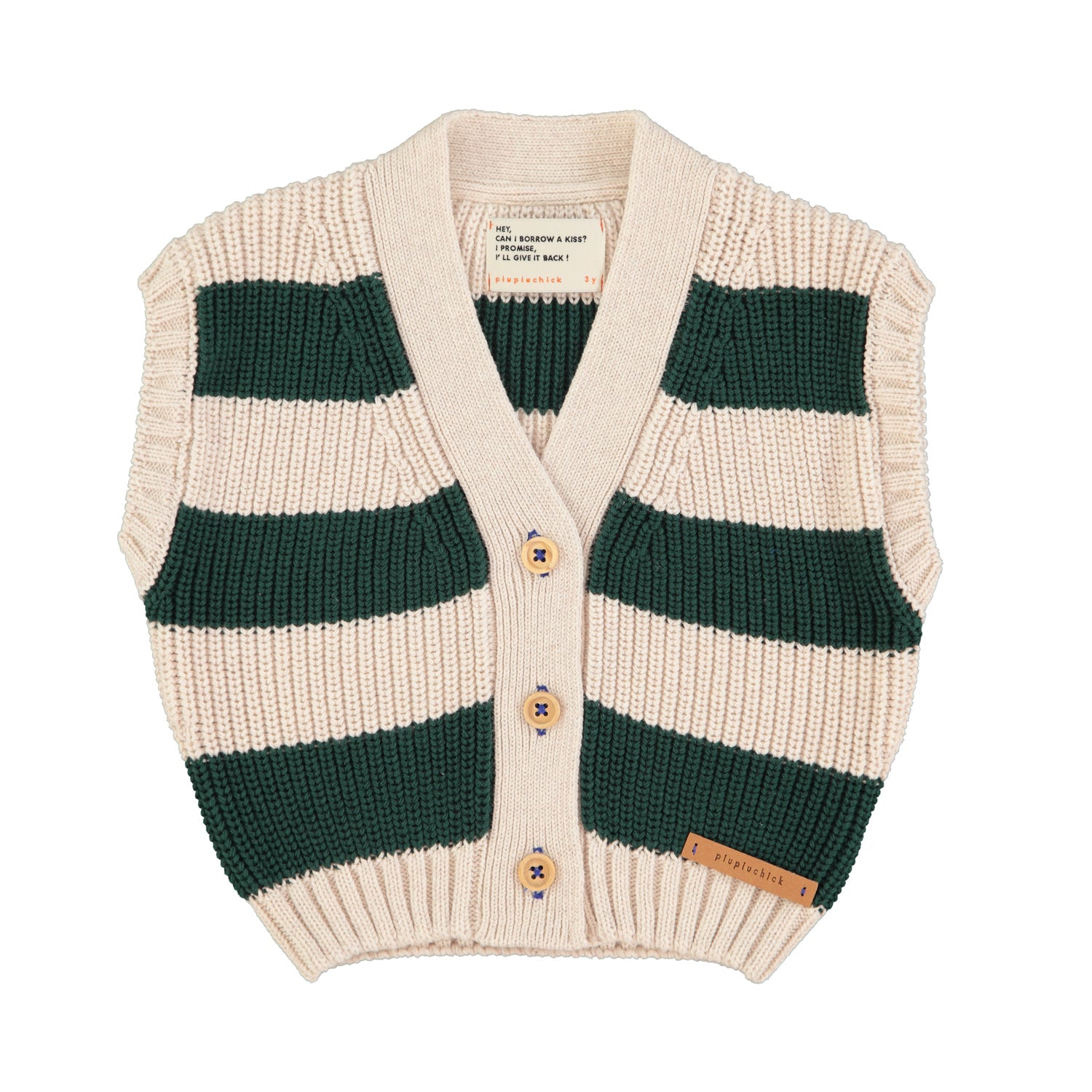 Ecru and green mesh vest