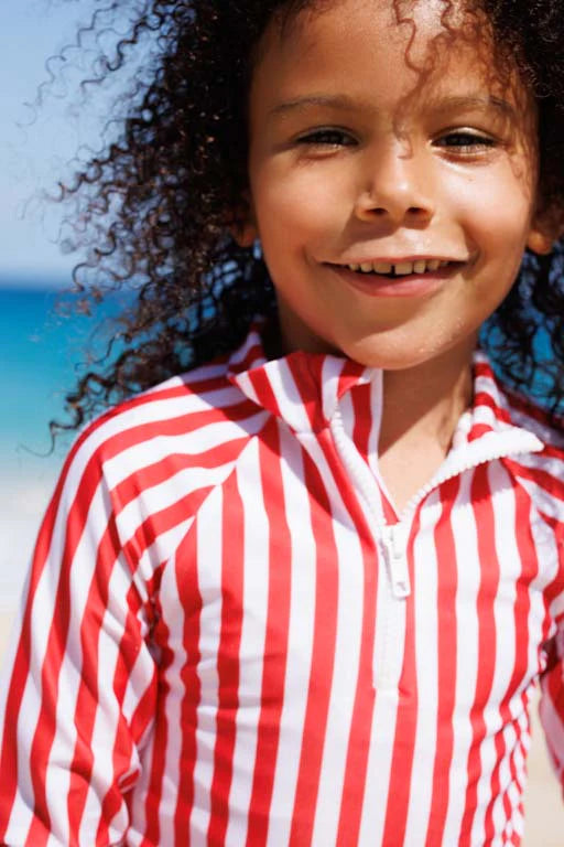 Saline Rashguard Red/White UPF 50+