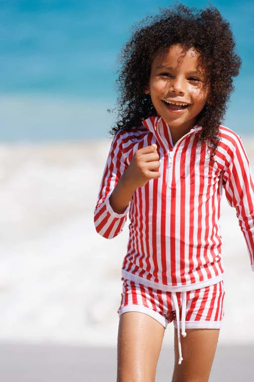 Saline Rashguard Red/White UPF 50+