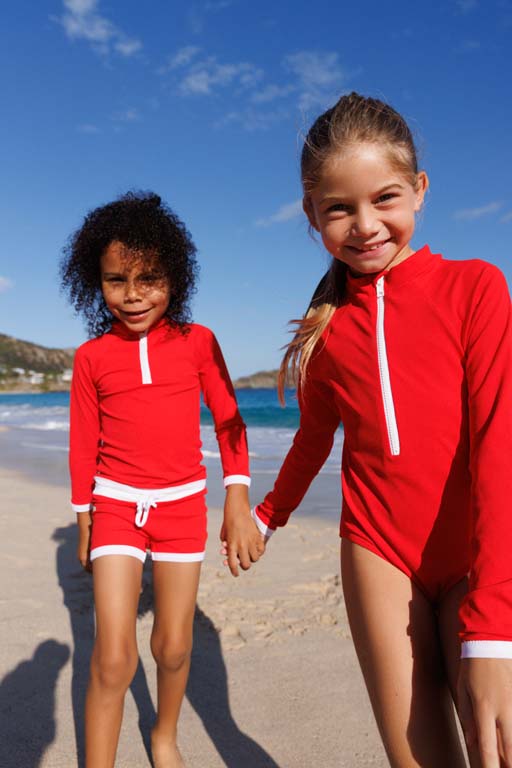 Saline Rashguard Red/White UPF 50+