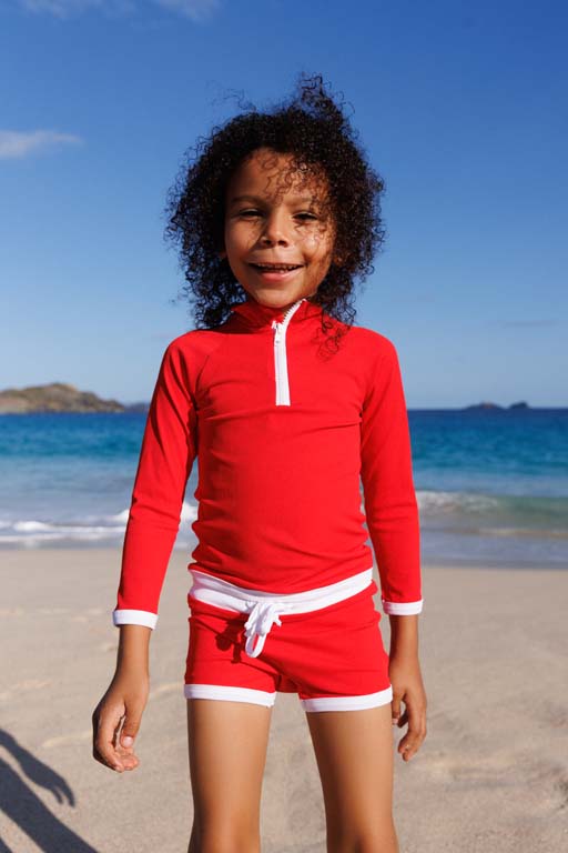 Saline Rashguard Red/White UPF 50+