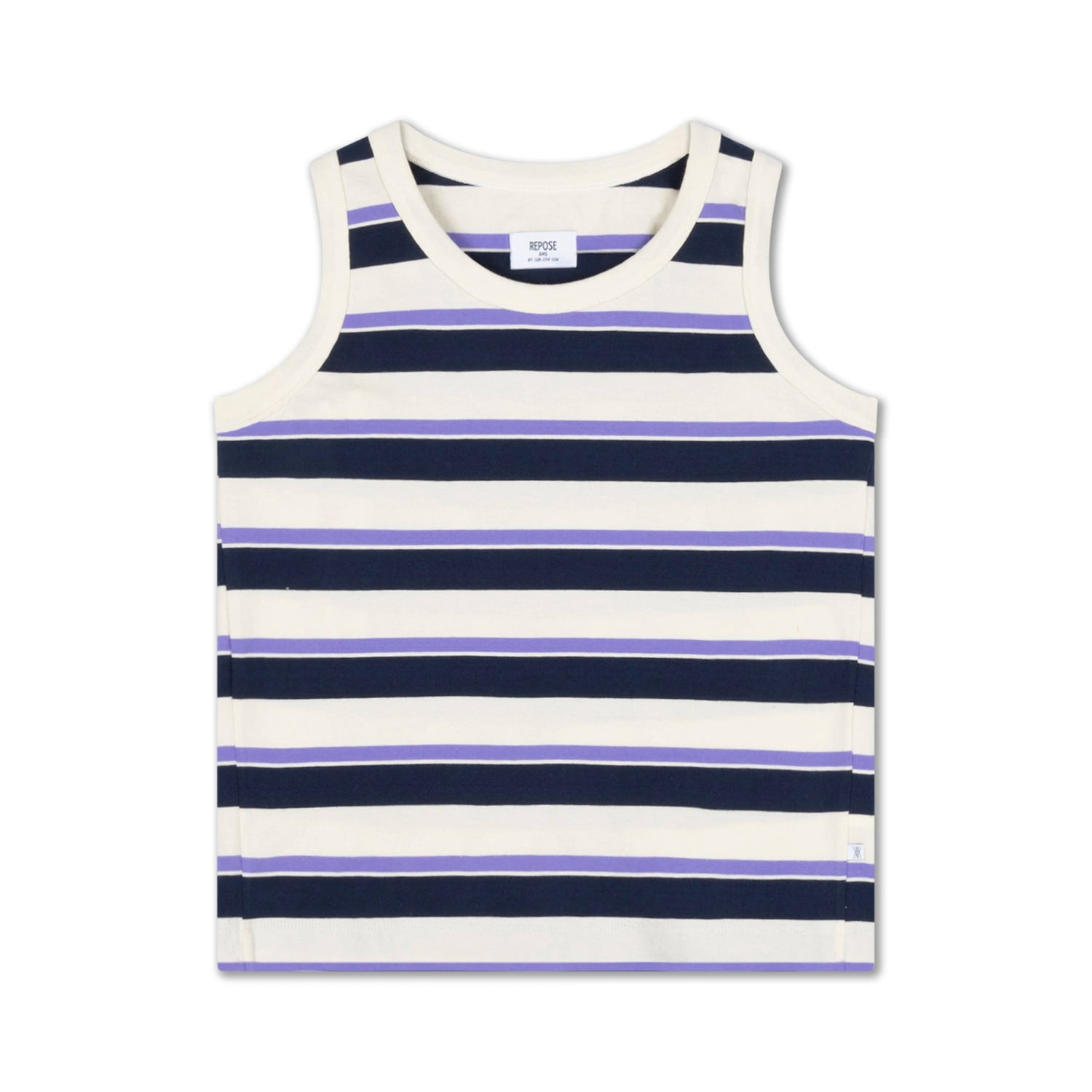 Cream Tank Top with Glacier Blue Stripes