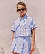 Jupe Sia en Popeline Rayures Écru/Bleu