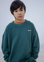Blue hooded sweatshirt with fluorescent pink end