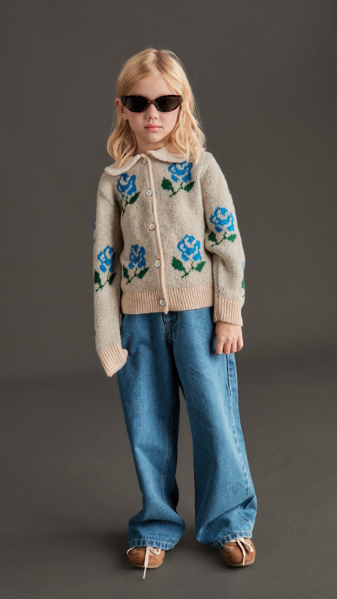 Gilet Rosalina Beige à Fleurs Mipounet pour enfant – vue 2