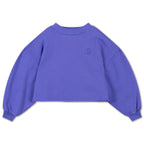 Blue hooded sweatshirt with fluorescent pink end