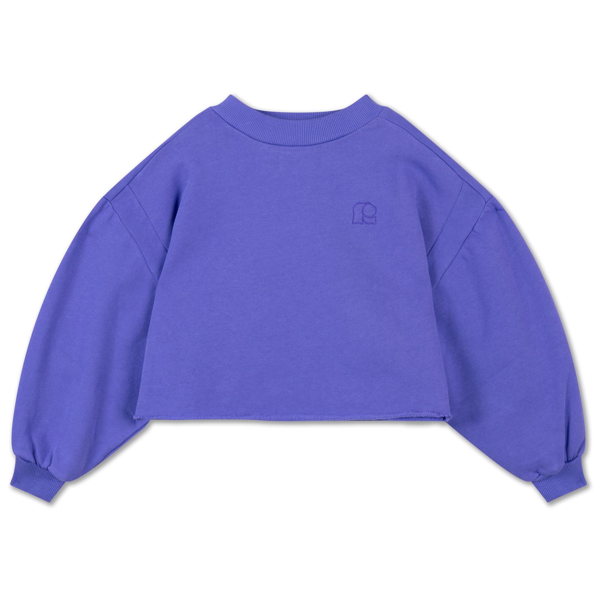Blue hooded sweatshirt with fluorescent pink end