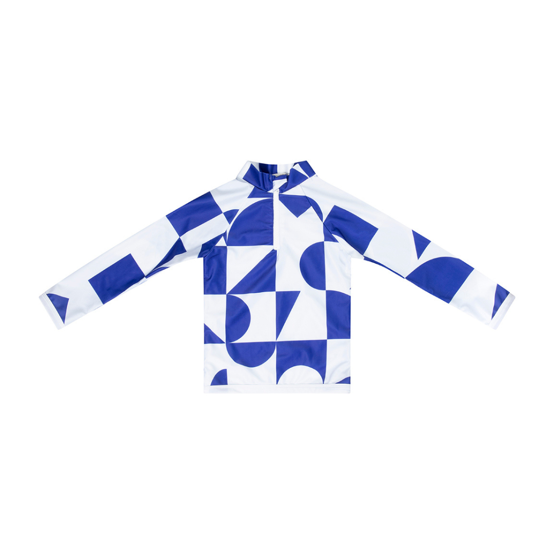 Saline Rashguard Blue/White geometric print UPF 50+