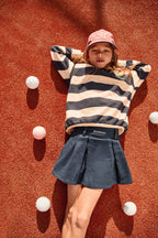 Sweat MIPOUNET écru à rayures porté par enfant — Little Dudes