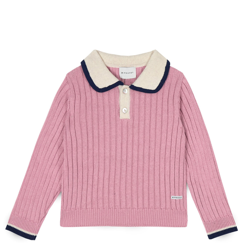 Pull MIPOUNET rose col polo enfant — Little Dudes