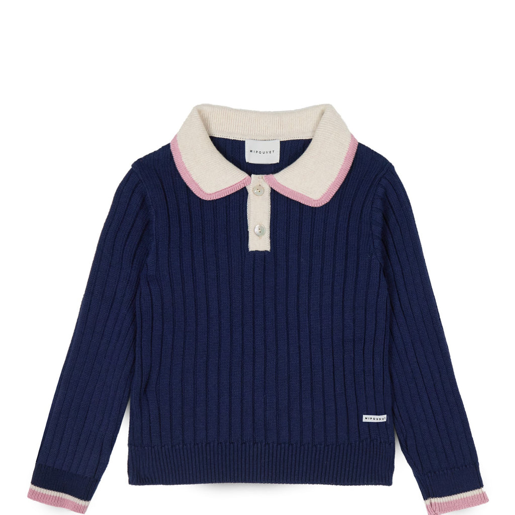Pull MIPOUNET marine col polo enfant — Little Dudes