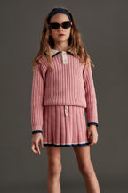 Pull MIPOUNET rose col polo porté enfant — Little Dudes