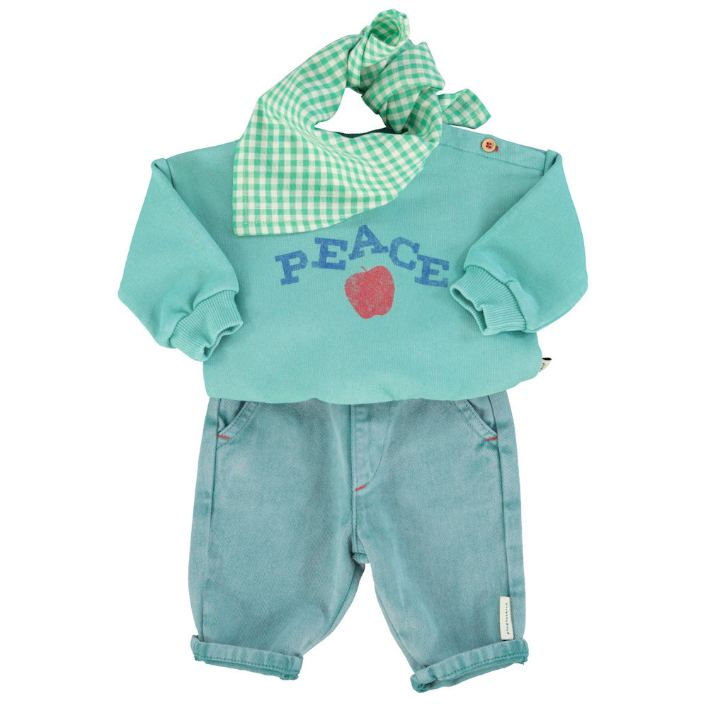 Baby Sweatshirt Turquoise with PEACE Print