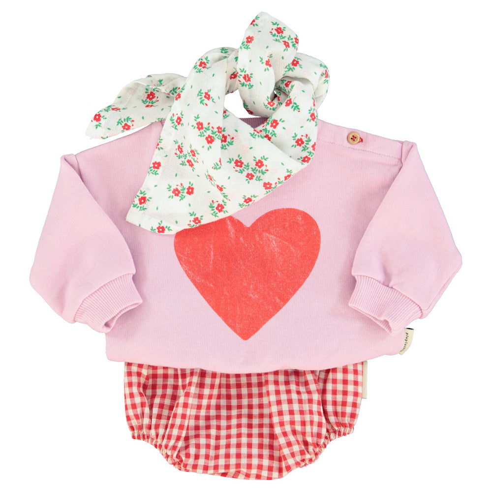 Sweat Bébé Lilas à Imprimé Cœur Rouge
