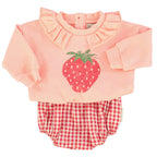 Baby Sweatshirt with Collar Light Pink with Strawberry Print