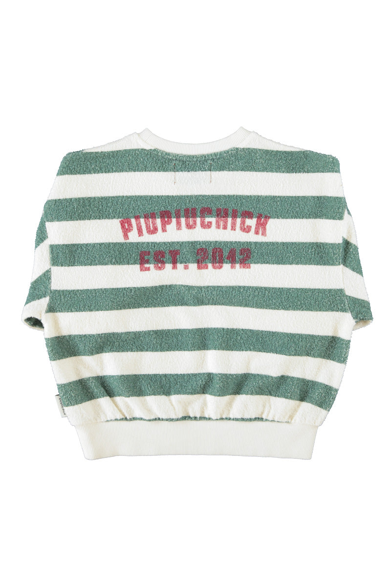 Sweat Écru Rayures Vertes