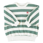 Sweat Écru Rayures Vertes