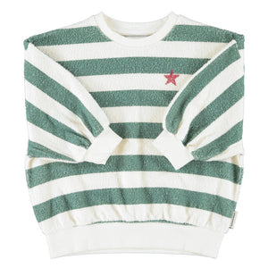 Sweat Écru Rayures Vertes