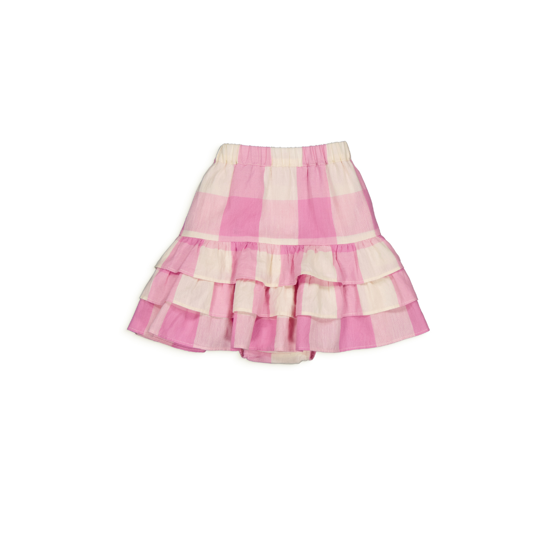 Short ruffled skirt with Bloomer - Léa Check Lila