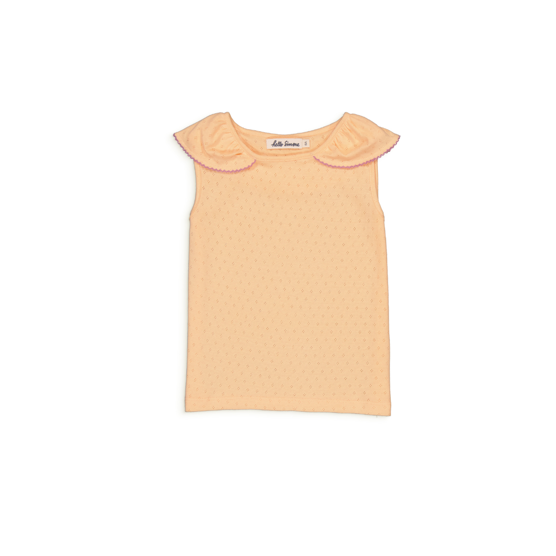 Leslie Pointelle Peach sleeve t-shirt