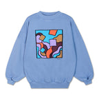 Blue artistic print sweatshirt