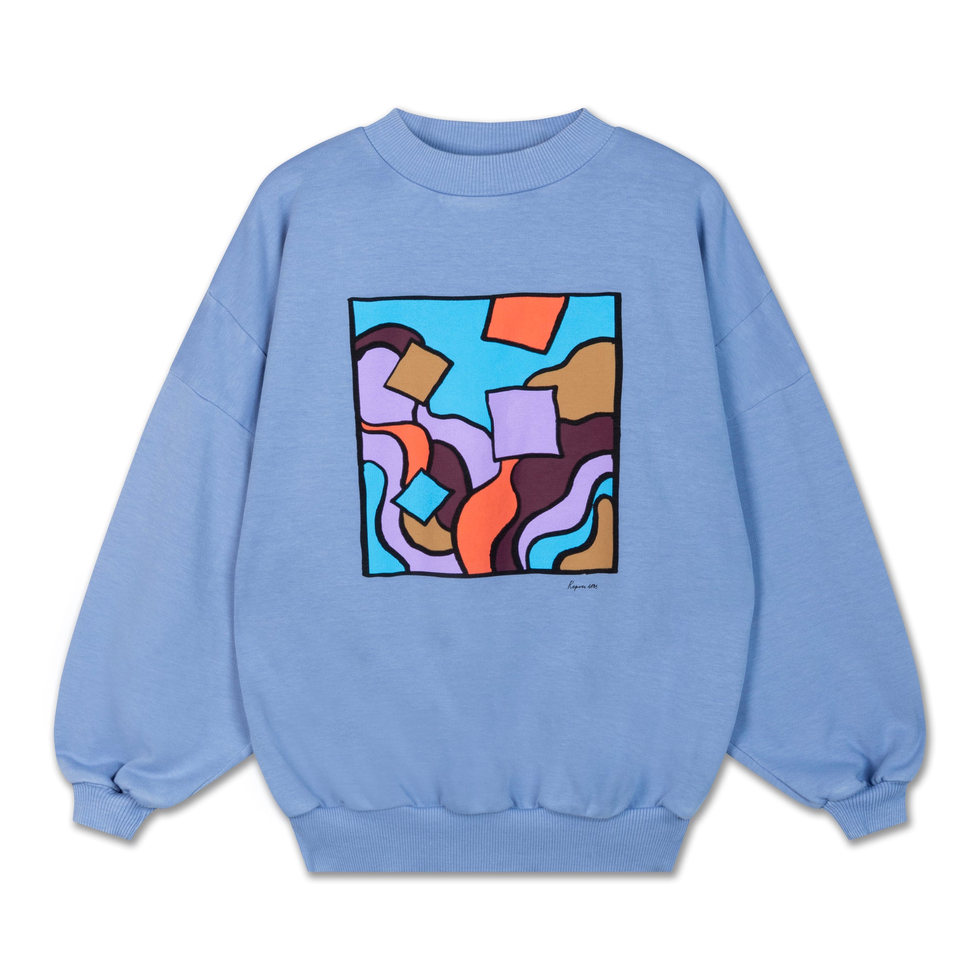 Blue artistic print sweatshirt