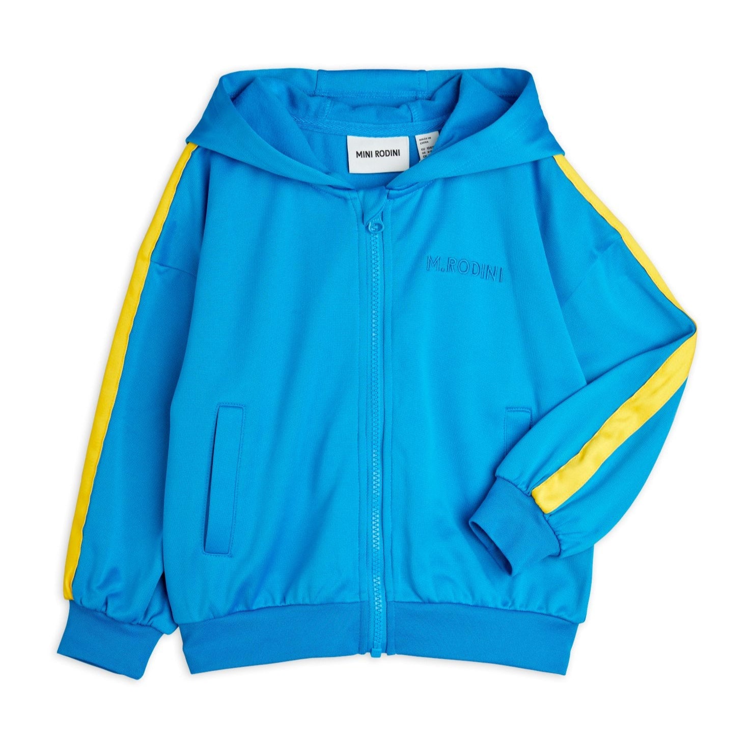 Blue zipped vest with yellow band