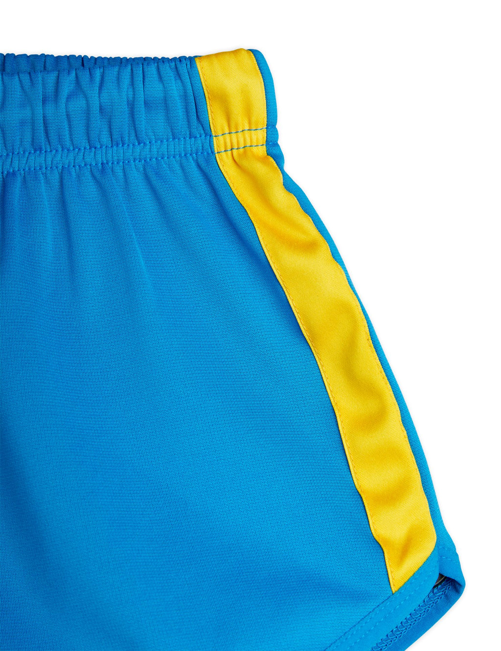 Blue shorts with yellow strip