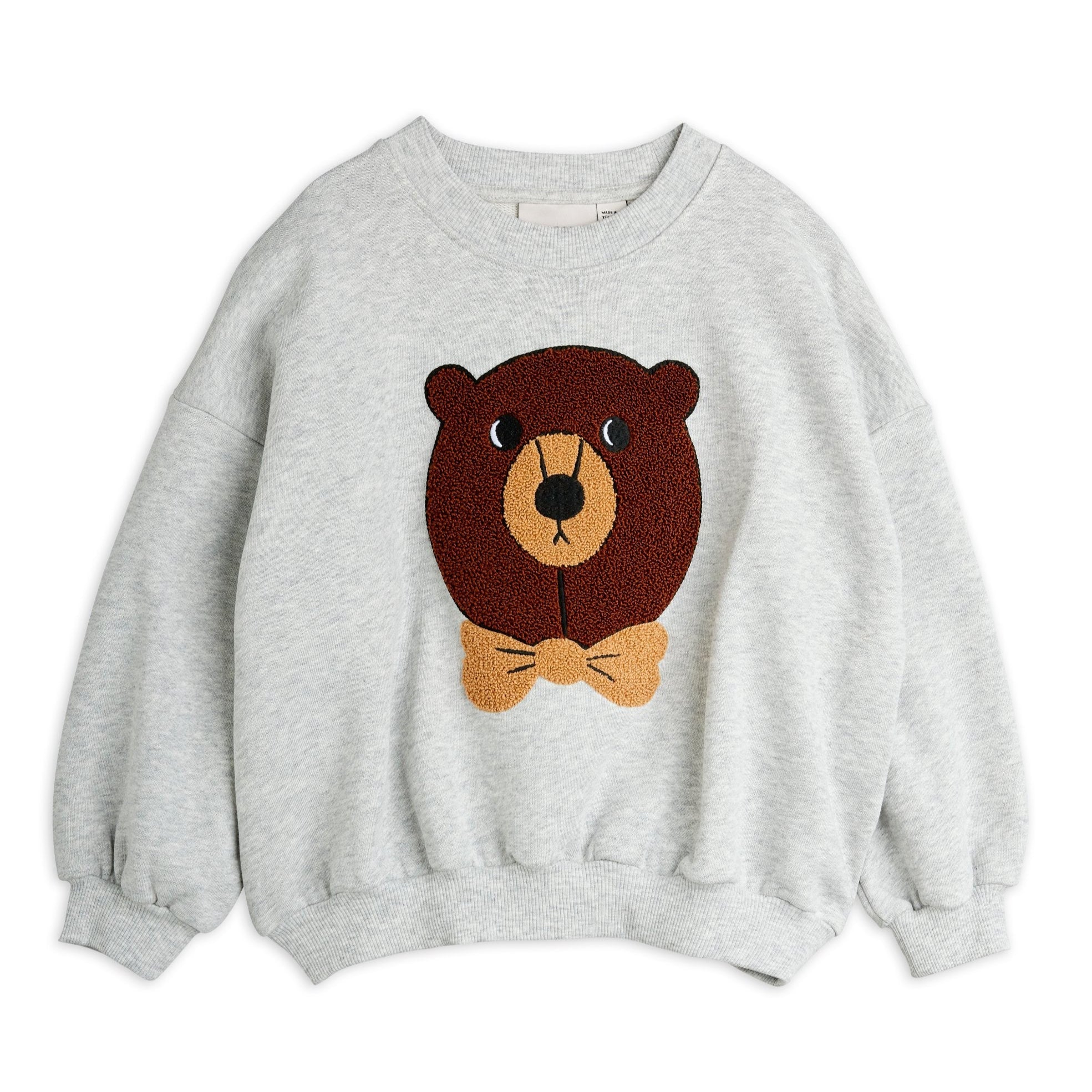 Mini Rodini Kids Grey Sweatshirt with Chenille Bear 