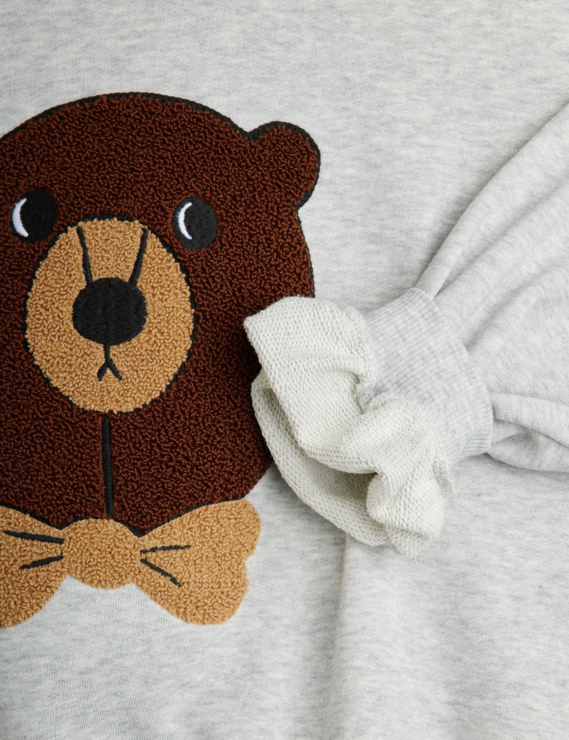 Mini Rodini Kids Grey Sweatshirt with Chenille Bear 