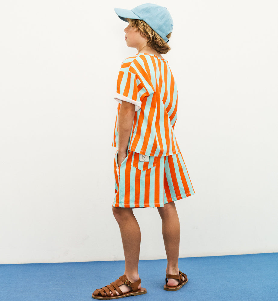 Striped Short-Sleeve Sweatshirt