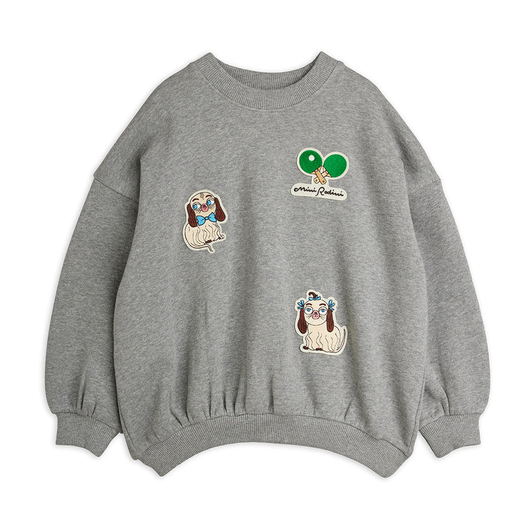Grey sweatshirt with dog patches