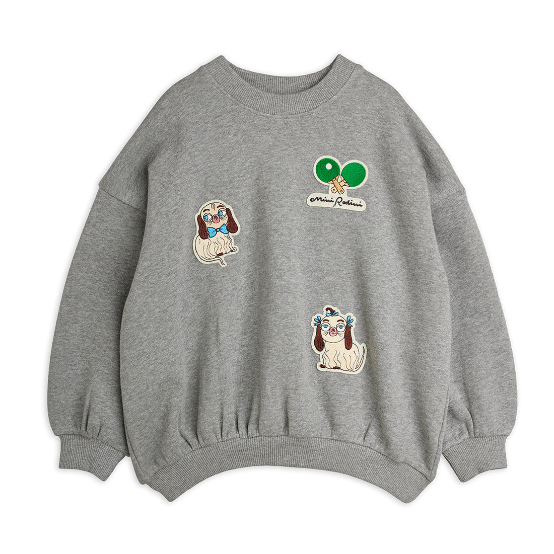 Grey sweatshirt with dog patches