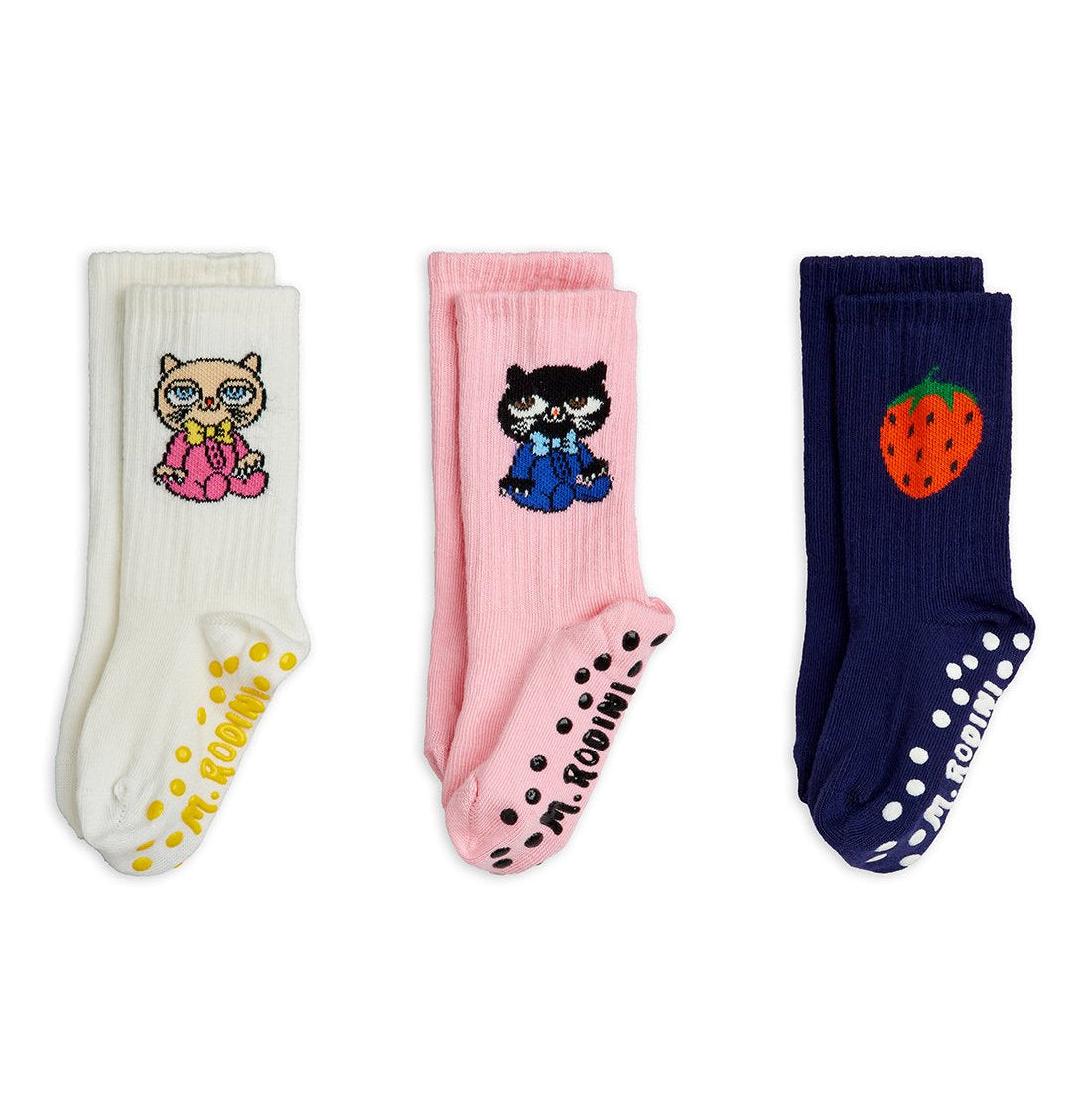 Chaussettes bébé 3-pack anti-dérapantes chats