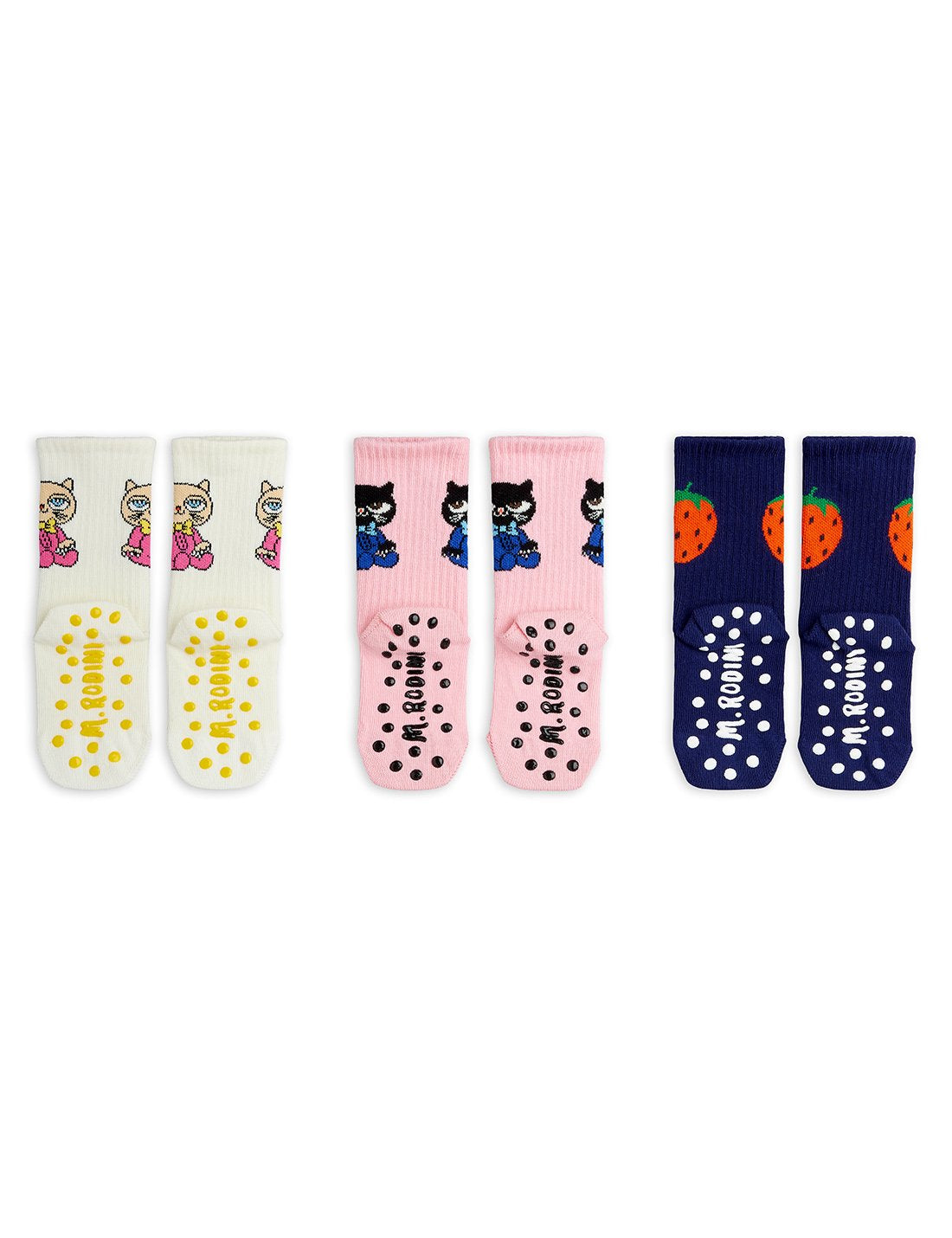 Chaussettes bébé 3-pack anti-dérapantes chats