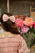 Tunique tapisserie rose et sa barrette assortie