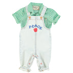 Baby Dungarees Washed Light Blue Denim with "PEACE" Print