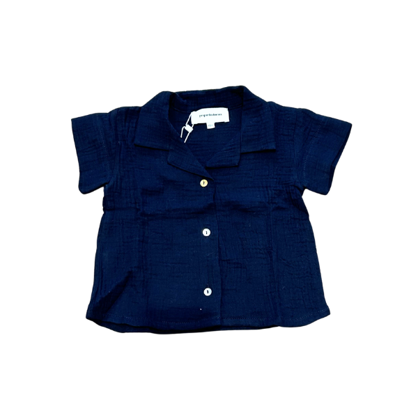 Baby's navy blue muslin shirt
