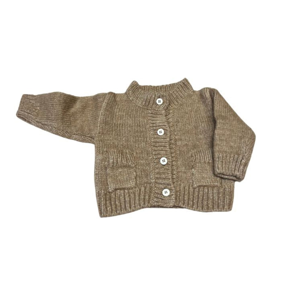 Cardigan bébé en maille à poches — Camel