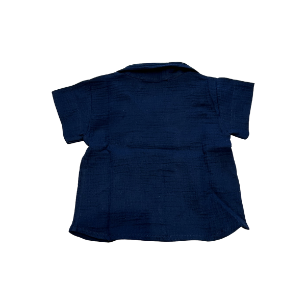 Baby's navy blue muslin shirt