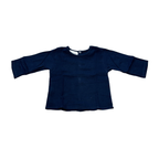 Navy blue muslin long-sleeved baby T-shirt