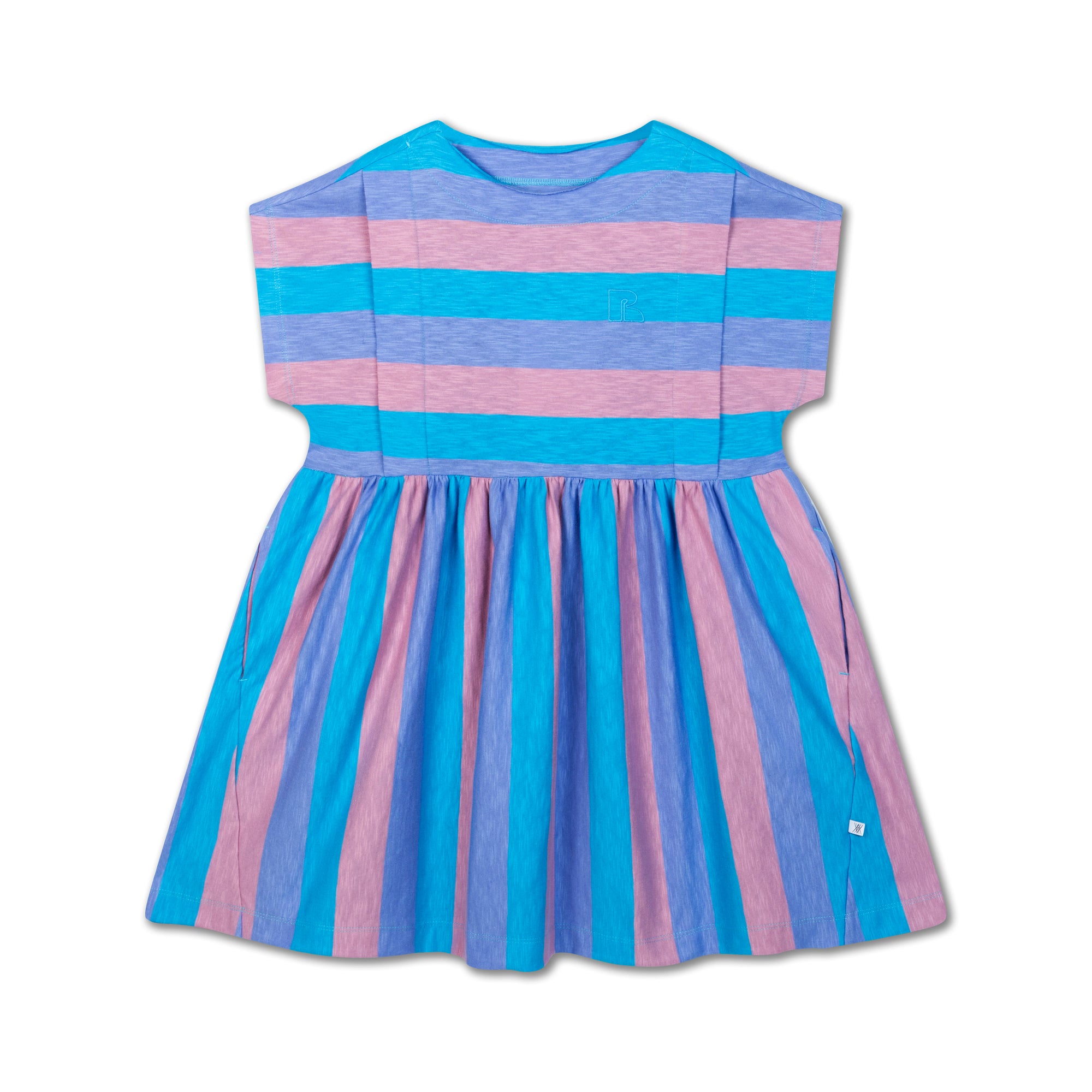 Blue and striped pink dress
