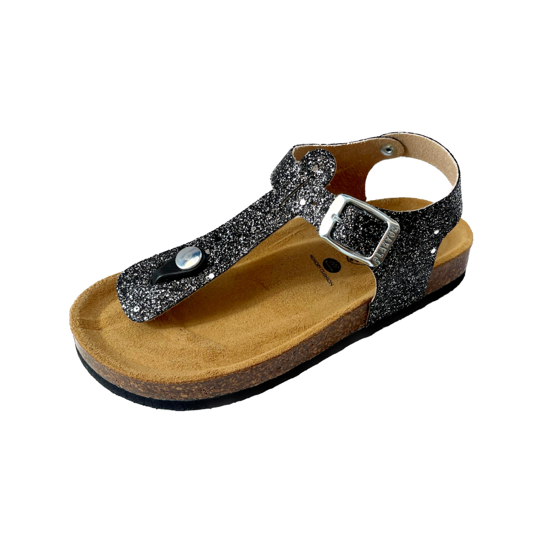 Black Elfy Sandals with glitter