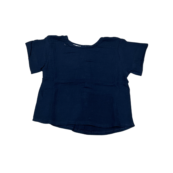Navy blue baby chiffon short-sleeved T-shirt