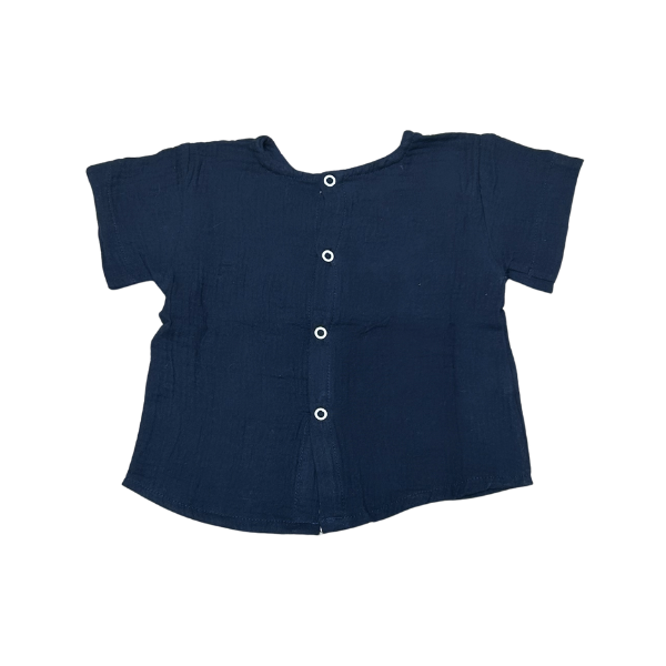 Navy blue baby chiffon short-sleeved T-shirt