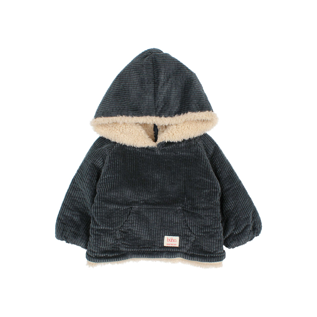 Veste à capuche en velours côtelé Bleu bébé